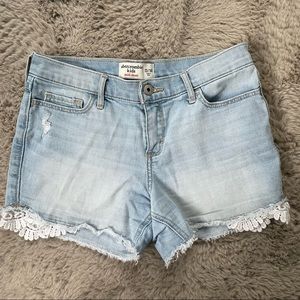 Girls Abercrombie & Fitch Lace Trim Denim Shorts